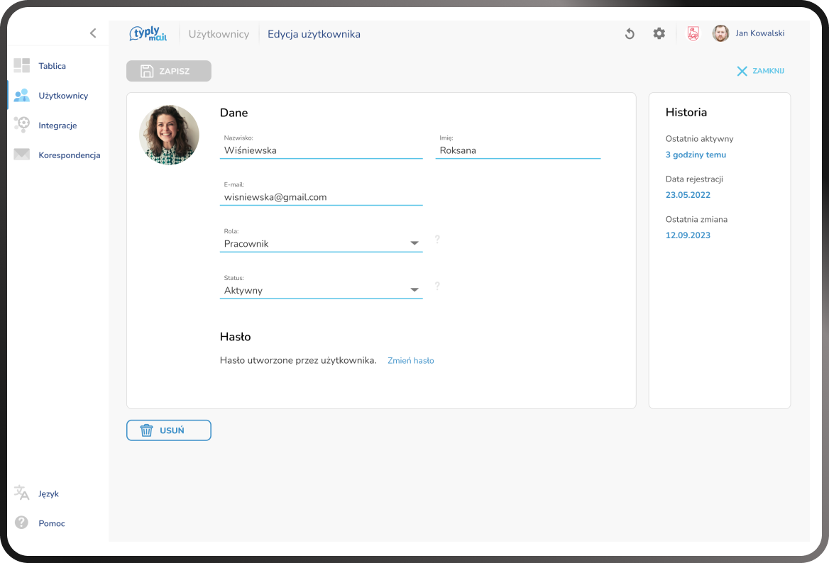 Typly Mail screen